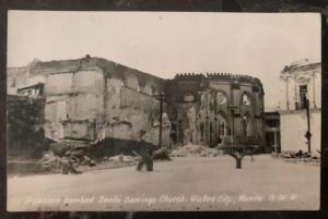 Mint Philippines Japan Occupation RPPC  Postcard Bombed St Domingo Church