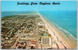 Vtg Daytona Beach Florida FL Aerial View Beach Atlantic Ocean Postcard