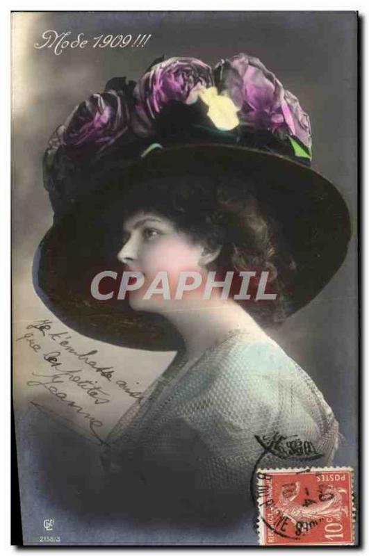 Postcard Old Fashion Female Headdress Model 1909