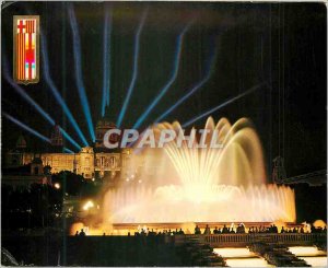 Postcard Modern Barcelona Monumental Fountain of Montjuic Park Night View