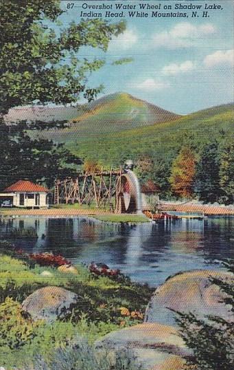 New Hampshire White Mountains Overshot Water Wheel On Shadow Lake Indian Head...