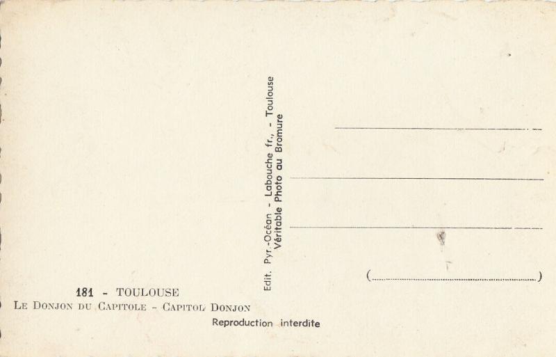France Toulouse Capitol Donjon semi-modern photo postcard