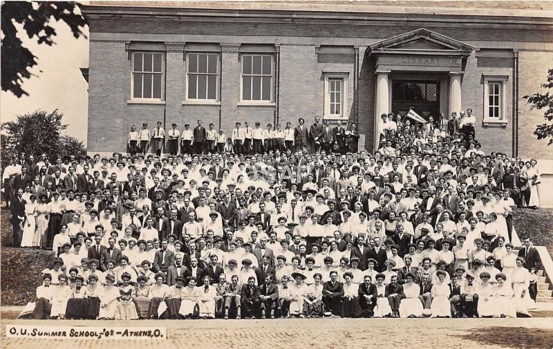 <A16> OHIO Oh Postcard Real Photo RPPC 1907 ATHENS Summer School Students 2