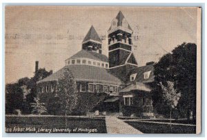 1910 Library University Michigan Exterior Ann Arbor Michigan MI Posted Postcard 