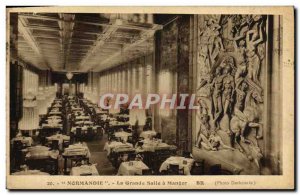 Postcard Old Ship Boat Normandy The Grand Dining Room Horses