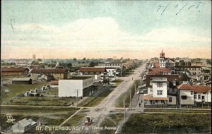 St. Petersburg FL Birdseye View of Central Ave 1908 Used TUCK Postcard