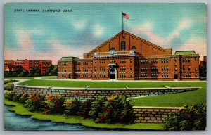 Postcard Hartford CT c1940s State Armory - State Arsenal and Armory Linen