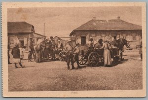 PINSK BELARUS MARKET SCENE ANTIQUE GERMAN POSTCARD