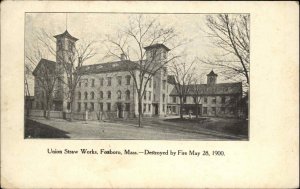 Foxboro Massachusetts MA Union Straw Works Before Fire of 1900 Vintage Postcard