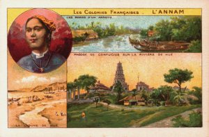 Victorian Trade Card Les Colonies Françaises L' Annam Vietnam Cochinchina L1