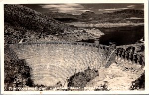 Real Photo Postcard The Roosevelt Dam Power House Seen from Apache Trail Arizona