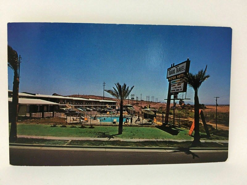 Trans Travel Motor Hotel Roadside Motel Postcard Swimming Pool Tempe AZ