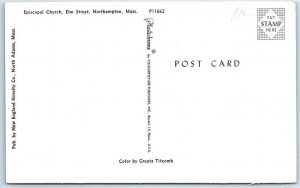 NORTHAMPTON, Massachusetts  MA   Elm Street EPISCOPAL CHURCH  ca 1950s  Postcard