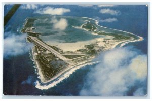 c1960's Cloudy Scene Aerial View of Wake Island Vintage Unposted Postcard