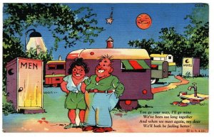 Vintage Curteich Comfort Comic Camping Theme - Litho Linen Postcard UNUSED