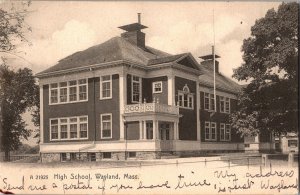 View of High School, Wayland MA c1908 Undivided Back Vintage Postcard R58