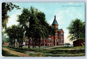 Albia Iowa IA Postcard High School Exterior Building View c1909 Vintage Antique