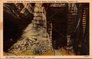 Vermont West Rutland Underground Marble Quarry Looking Out Into The Tunnels C...