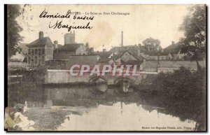 Troyes Old Postcard The Seine at the Charlemagne bridge