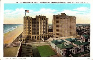 Ambassador Hotel Bungalows Atlantic City NJ New Jersey WB Postcard UNP VTG 