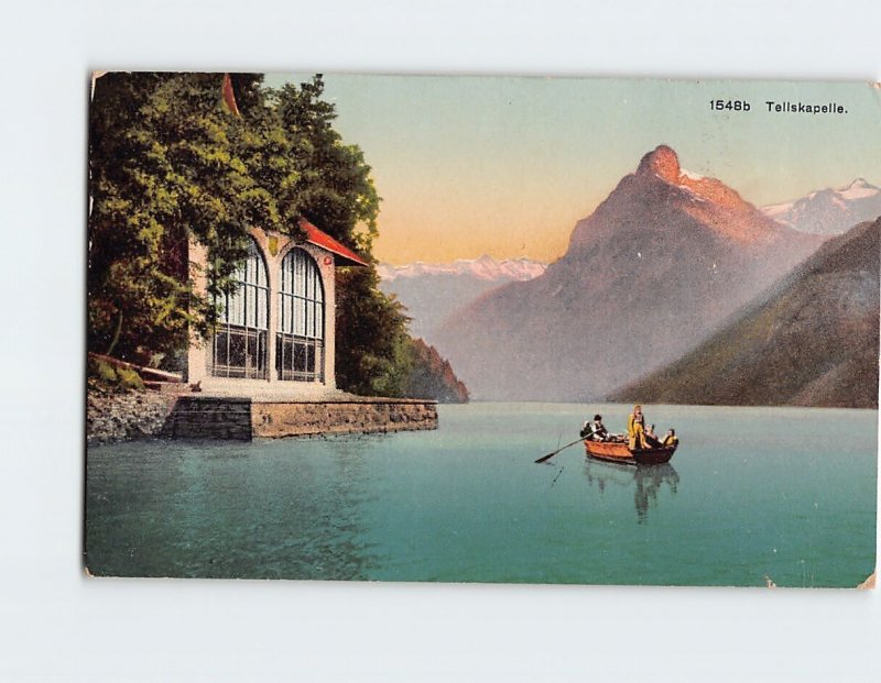 Postcard Picturesque Tellskapelle Chapel in Sisikon Switzerland