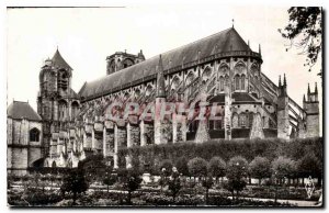 Old Postcard Bourges Cher Cathedral and Gardens