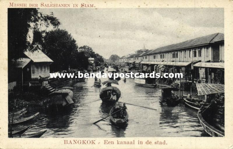 siam thailand, BANGKOK, Canal in the City (1920s) Mission