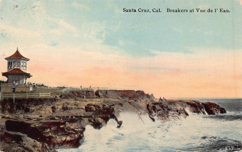 SANTA CRUZ CALIFORNIA~VUE de l'EAU-VIEW OF THE WATER~LOT OF 2 POSTCARDS