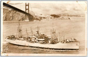 1952 U.S. Navy U.S.S. Talmadge RPPC San Francisco Bridge Real Photo F207