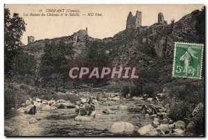 Old Postcard Crozant (Creuse) Ruins of Cbateau and Sedelle