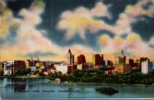 California Oakland Skyline At Twilight 1948