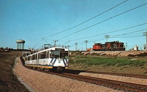 Vintage Postcard Outbound Edmonton Transit LRT Train Caboose Hop Near Belevedere