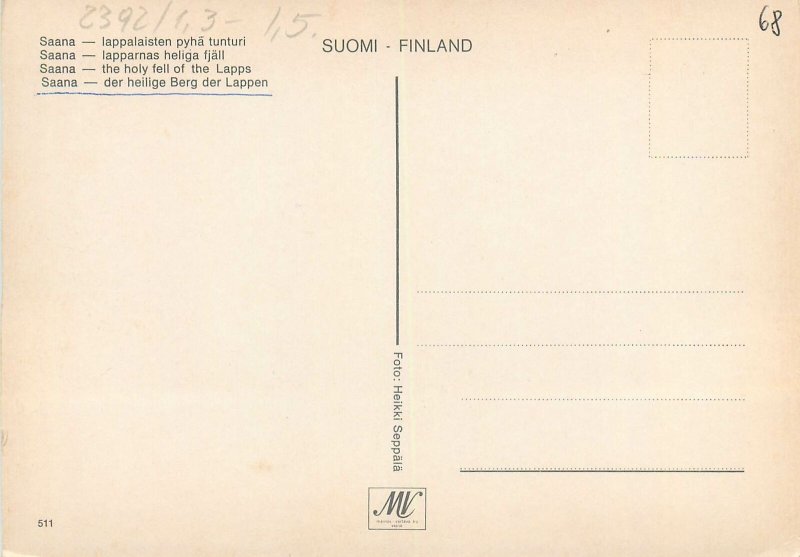 Postcard Finland Lappi lapland saana the holy fell of the lapps nature natural