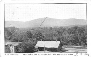 The Dome and Sheffield MA Railroad Station Train Depot Postcard