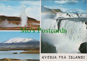 Iceland Postcard - The Waterfall Gullfoss, The Geyser Strokkur & Volcano RR14917