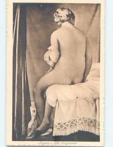 Pre-Linen foreign risque NUDE GIRL TURNING AWAY HL9853@