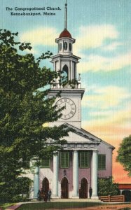 Vintage Postcard 1930's The Congregational Church Kennebunkport ME Maine