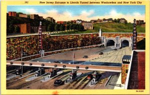 New Jersey Entrance Lincoln Tunnel between Weehawken New York City Linen C024