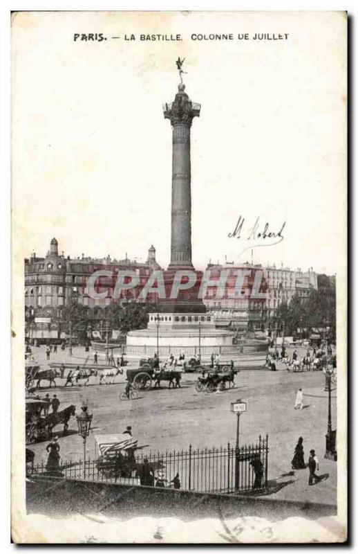 Paris Old Postcard Place de la Bastille July Column