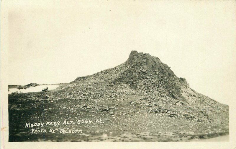 Alt 9666 Feet Colorado Muddy Pass RPPC Photo Postcard Talbott 11228