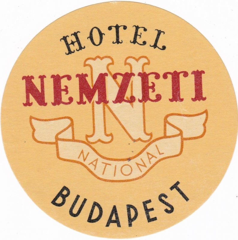 Hungary Budapest Hotel Nemzeti Vintage Luggage Label sk3848