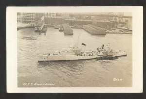 U.S. NAVY MILITARY SHIP USS ANDERSON BOAT WWII VINTAGE REAL PHOTO POSTCARD