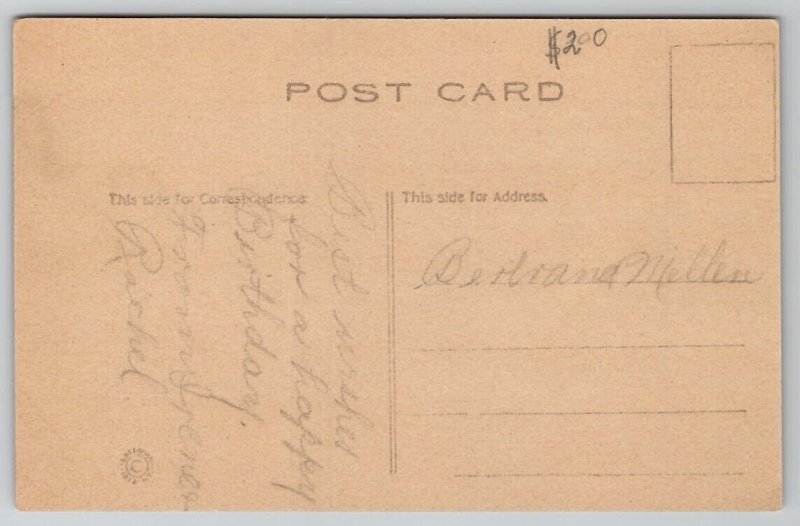 Artist Walter Darr The Heart Break Children On Canoe Sketch Style Postcard T25