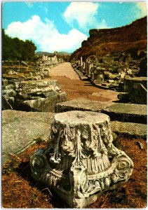 VINTAGE CONTINENTAL SIZE POSTCARD THE ANCIENT RUINS MARBLE STREET AT EFES TURKEY