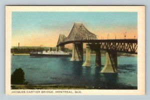 Montreal, Quebec, CA-Canada, Jacques Cartier Bridge, Linen Postcard