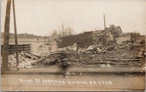 Omaha Nebraska Ruins of Tornado Destruction c1913 Jordan RPPC Postcard G58