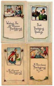 4Post Cards Pilgrims Making Thanksgiving Feast