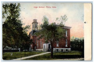 1909 High School Exterior Building Perry Iowa Santa Barbara California Postcard