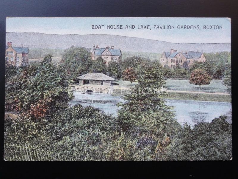 Derbyshire: Buston, Boat House & Lake, Pavilion Gardens - Old PC by H.Headington