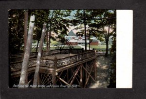 ME Rustic Bridge Casino Riverton Park Portland Maine Vintage Postcard